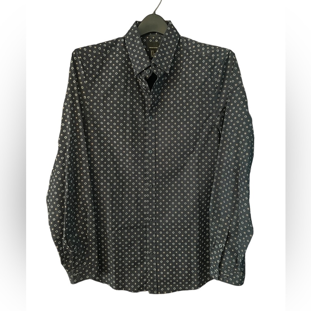 H&M Premium Cotton Men’s Navy Button Down Dress Shirt Size Small